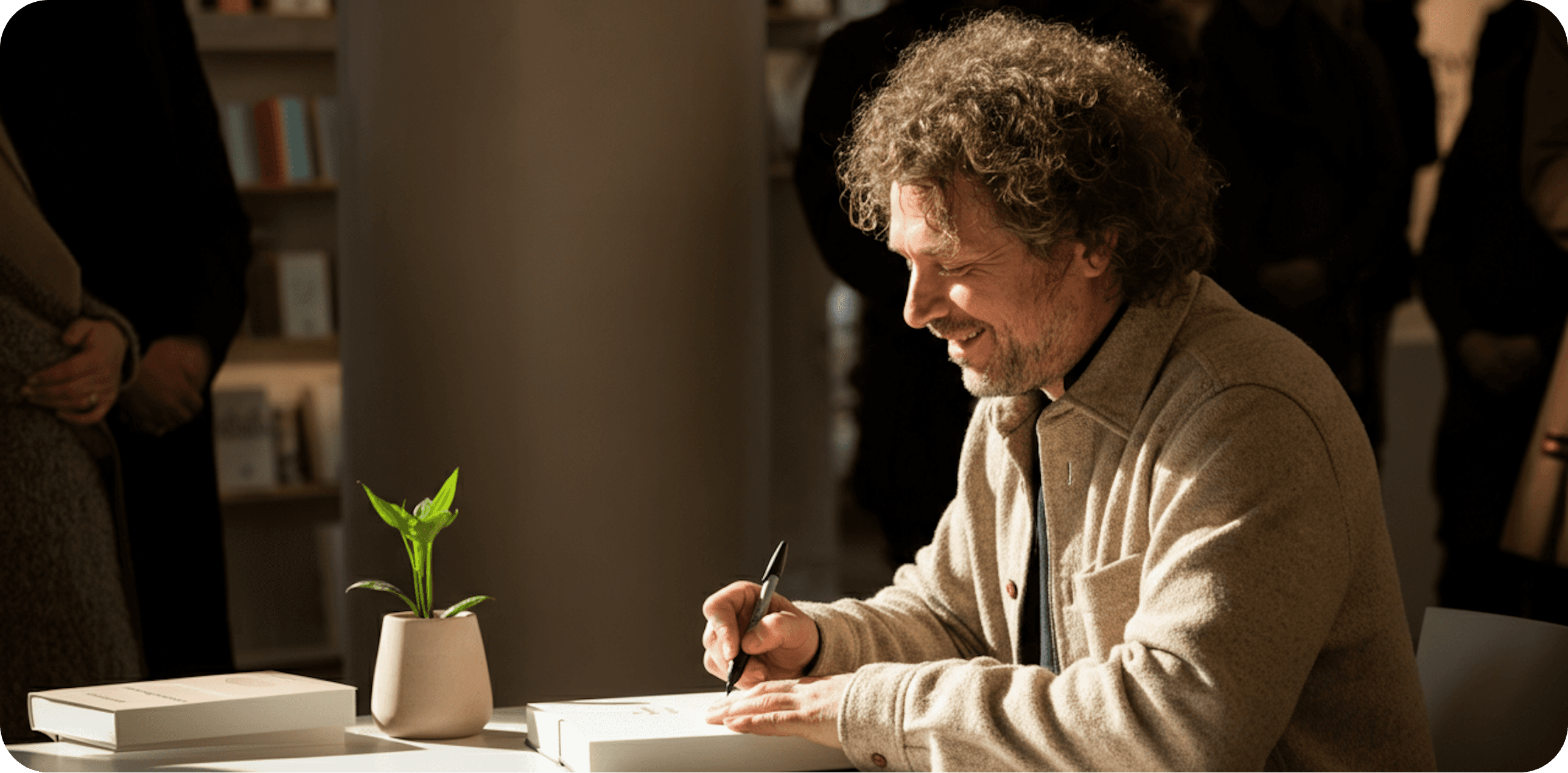 A person Writing something