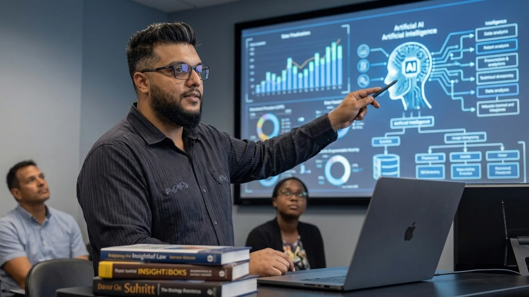 Faiz Ahmed presenting an AI strategy session